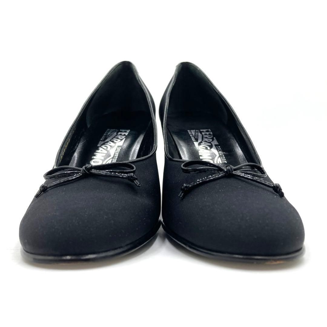 サルヴァトーレ フェラガモ パンプス 25.5cm リボン ブラック