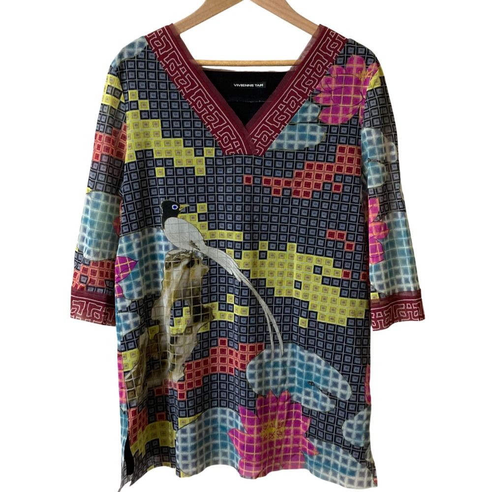 美品 VIVIENNE TAM ヴィヴィアンタム ロータス 鳥柄パワーネット V