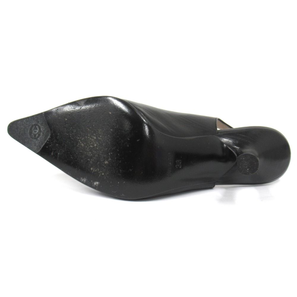 シャネル　CHANEL　レザーストラップパンプス　ヒール　ココマーク　黒　36 美品 01A シャネル CHANEL ココマーク レザー パンプス シューズ