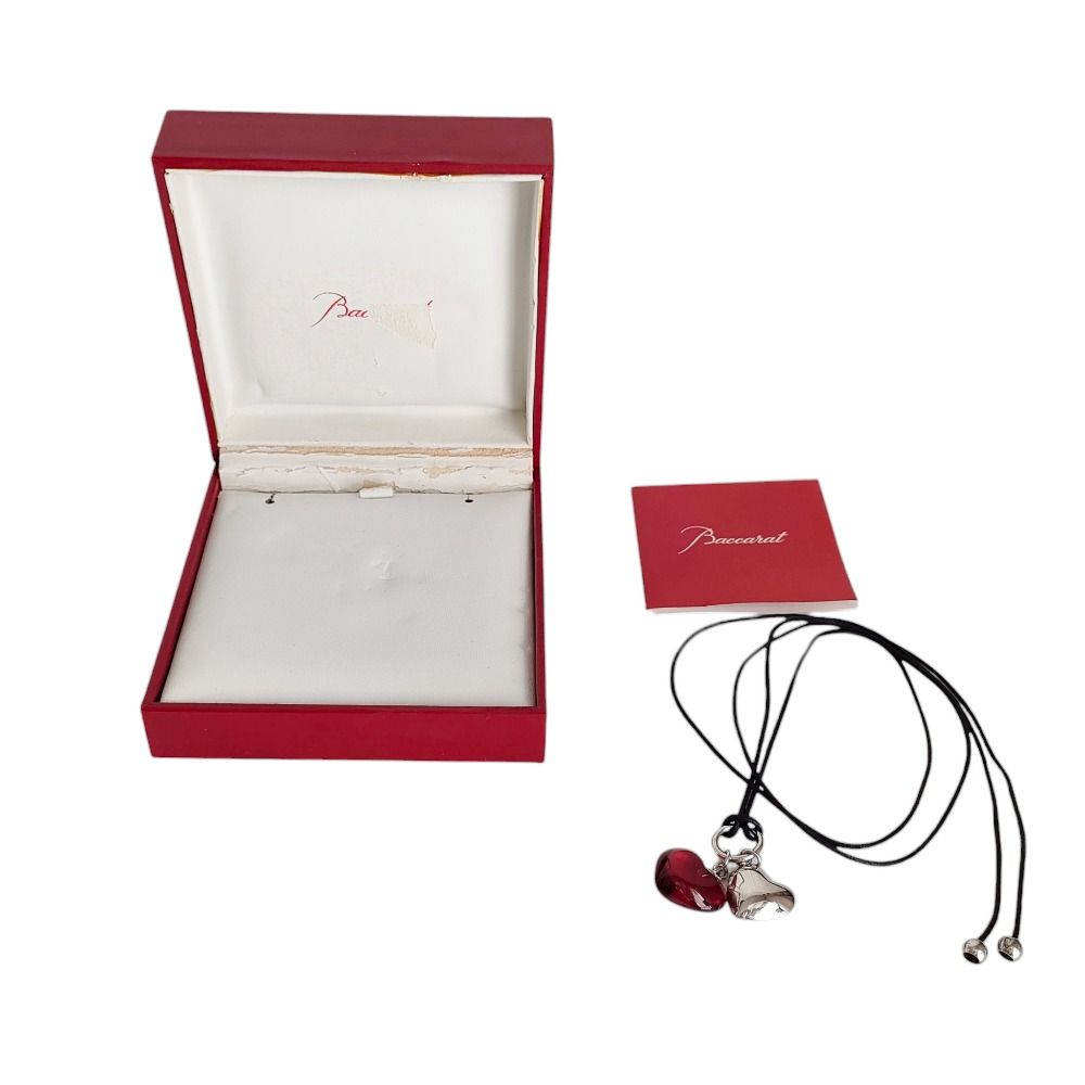 ＢＡＣCARAT 美しいレッドハ－トクリスタル　箱付き新品未使用品 美品 Baccarat バカラ クリスタル 925SV ツインハート ペンダント