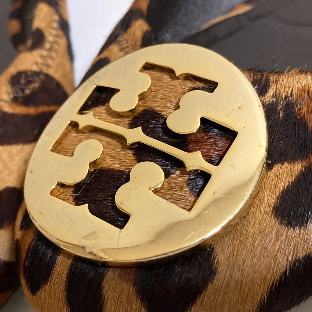 良品 TORY BURCH トリーバーチ ハラコ レオパード柄 フラットシューズ