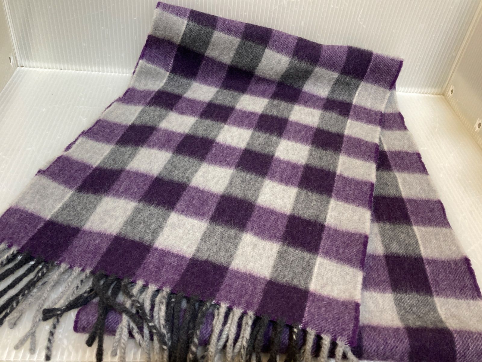 Drake's ラムウール アンゴラ混 マフラー ムラサキ チェック - メルカリ