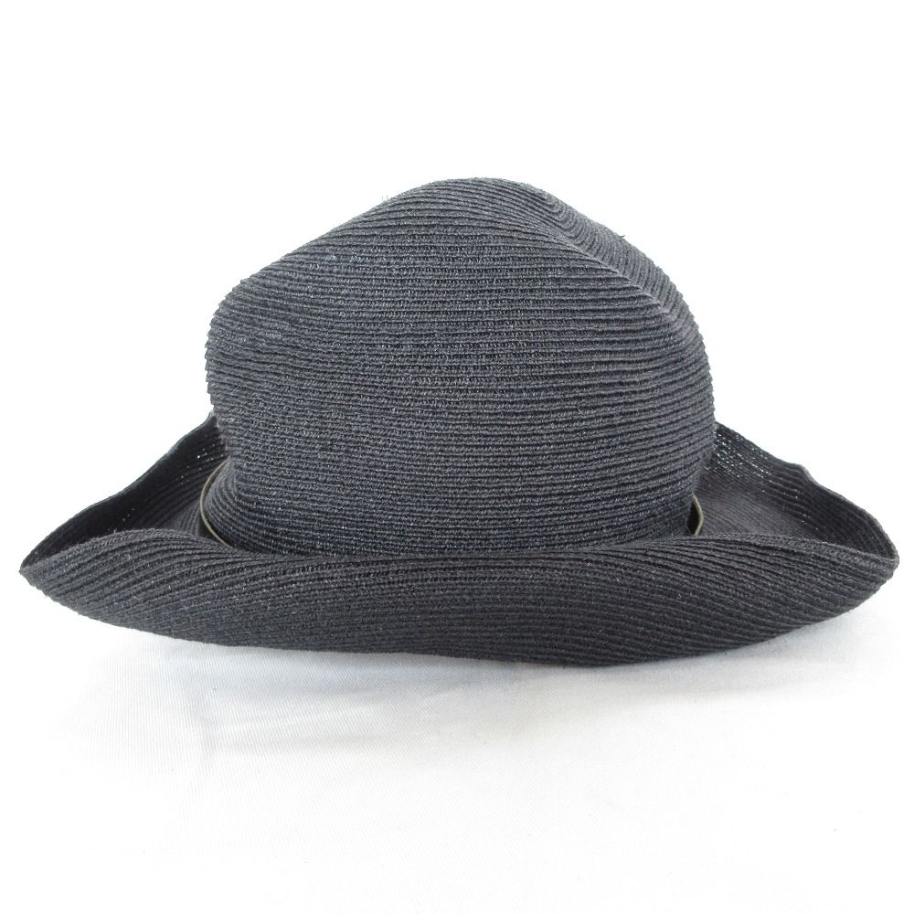 未使用 mature ha. マチュアーハ BOXED HAT 麦わら帽子 ブラック