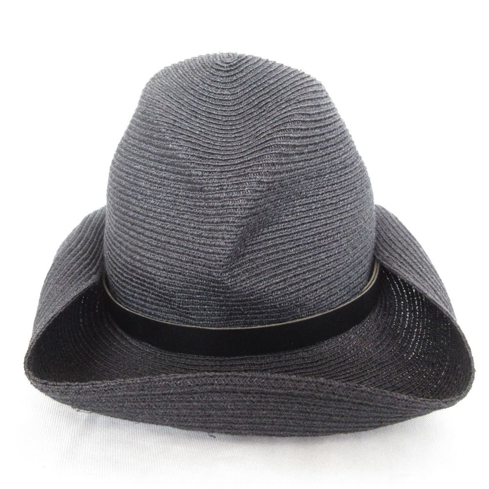 未使用近い☆mature ha.　マチュアーハ　帽子 BOXED HAT 未使用 mature ha. マチュアーハ BOXED HAT 麦わら帽子 ブラック