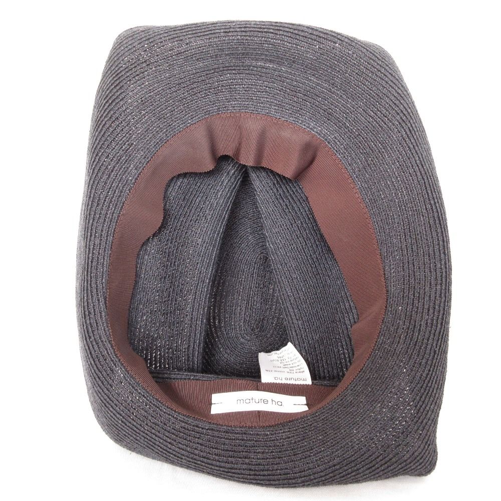 未使用 mature ha. マチュアーハ BOXED HAT 麦わら帽子 ブラック