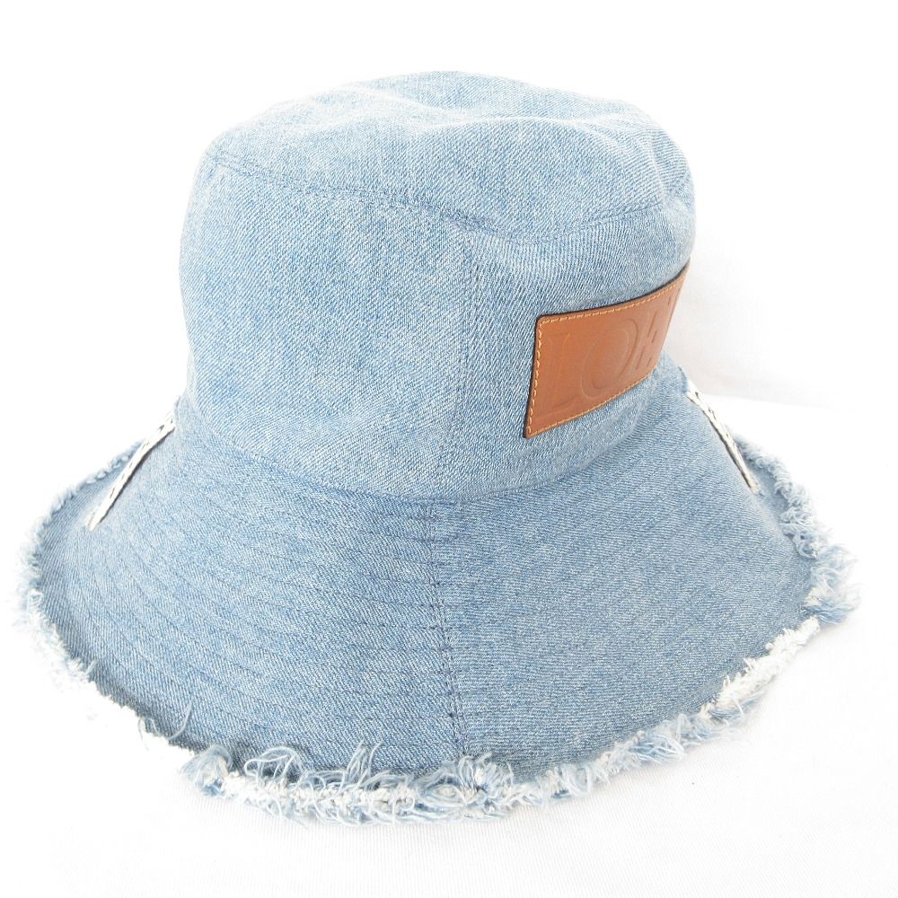 美品 LOEWE ロエベ Paula's ibiza デニム バケットハット フレイド