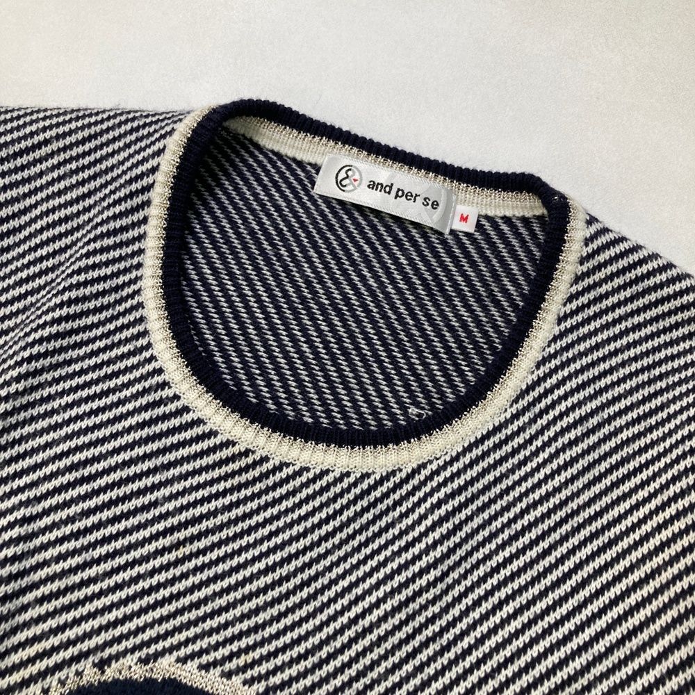 サイズ：M AND PER SE アンパスィ ニットセーター ウール混 ボーダー柄