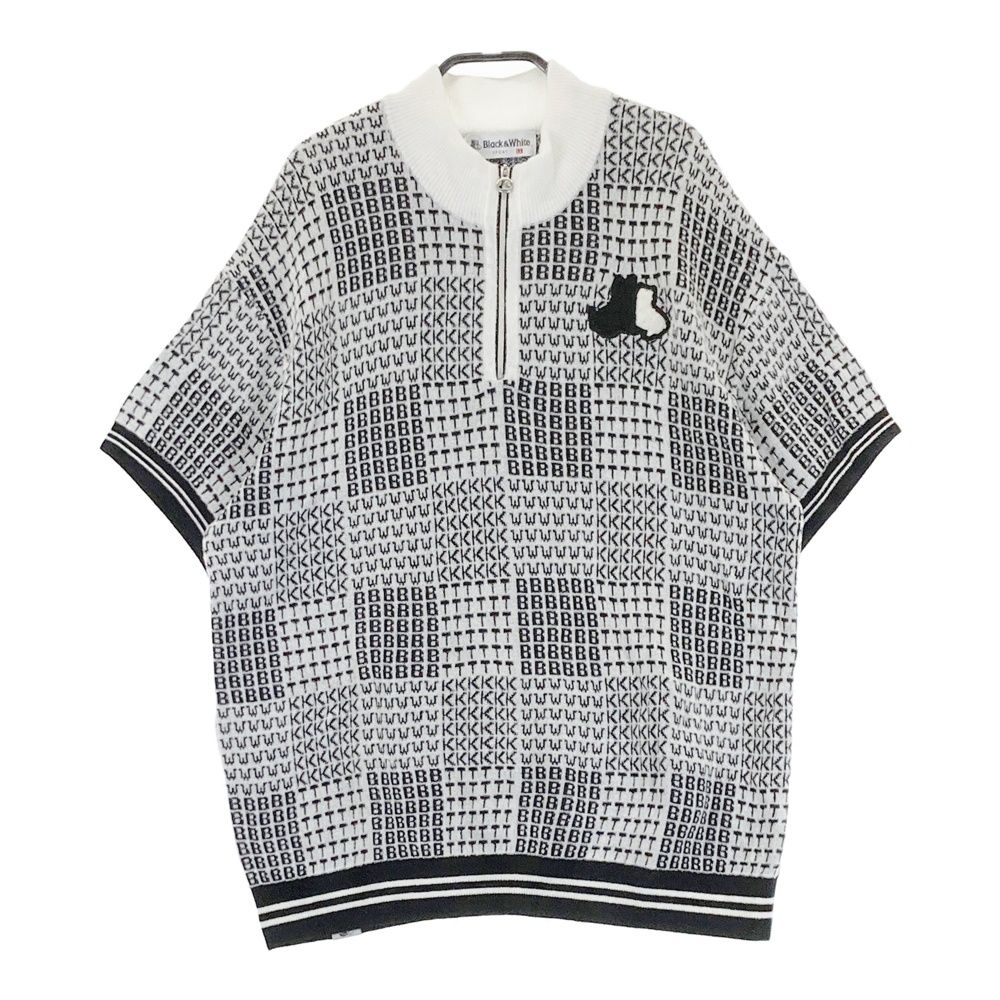 サイズ：LL BLACK&WHITE ブラックアンドホワイト ハーフジップ 半袖