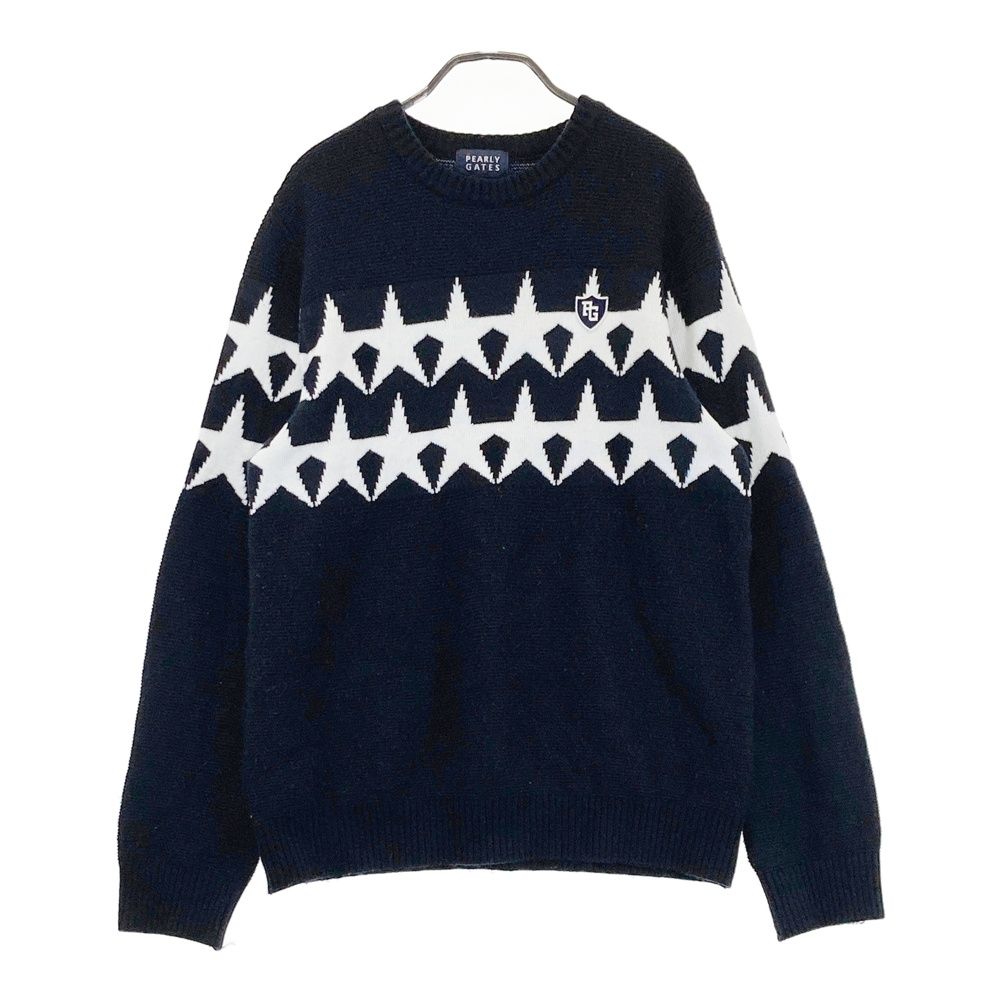 サイズ：5 PEARLY GATES パーリーゲイツ ニットセーター ウール混 星柄