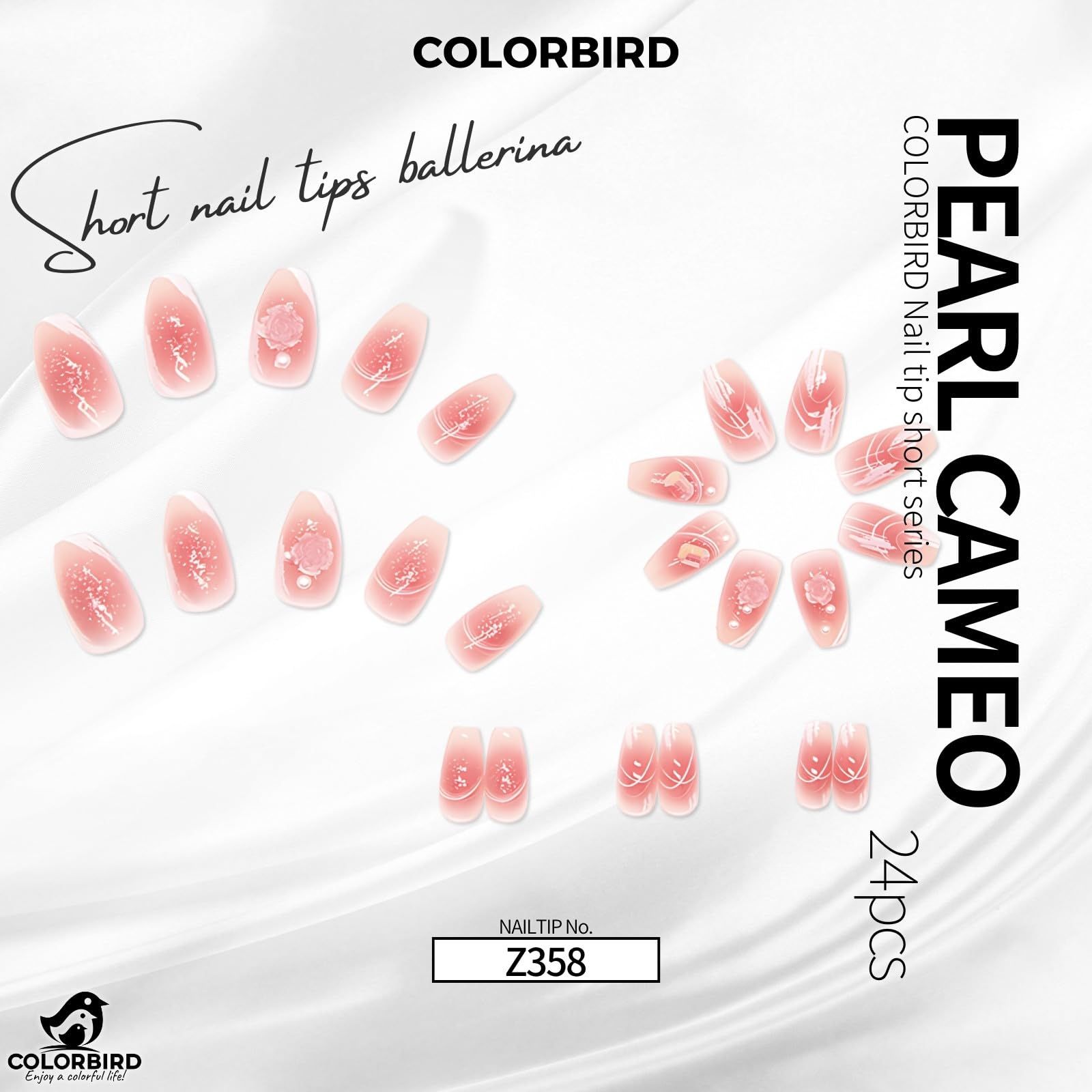 Z358) バレリーナ 可愛い 短め チップ 付け爪 ネイル ピンク 24枚