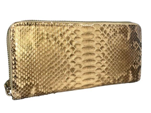 GUODI グォディ パイソン 本革 パール仕上げ 長財布 ラウンドファスナー型 カードケース付き レディース メンズ TK AB 20 LW 3 パールゴールド ヘビ革 蛇革 へび革 財布 サイフ さいふ ユニセックス 男女兼用 0 c 37 d 69