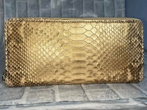GUODI グォディ パイソン 本革 パール仕上げ 長財布 ラウンドファスナー型 カードケース付き レディース メンズ TK-AB 20 LW 3 パールゴールド ヘビ革 蛇革 へび革 財布 サイフ さいふ ユニセックス 男女兼用 0 c 37 d 69
