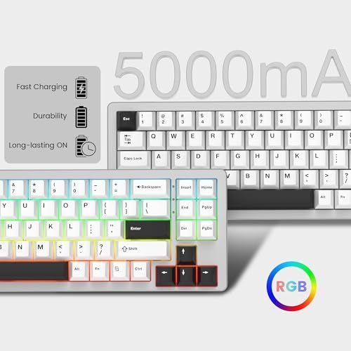  Womier S-K 71 ワイヤレスゲーミングキーボード 75% 無線機械キーボード アルミ合金 BT|2.5 G|有線 ホットスワップ対応 ガスケット構造 RGBライト PBTキーキャップ Mac|Win対応 ブルー 4 ebb 1651 その他 キッチン 食器