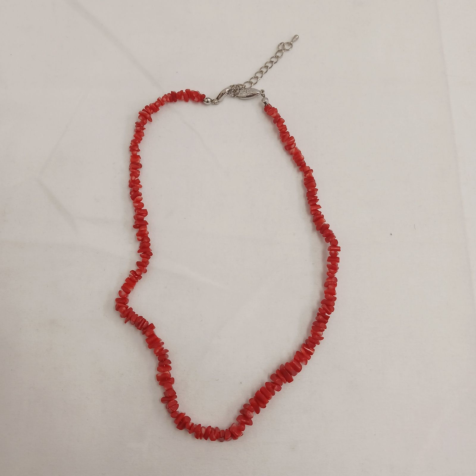 中古美品】天然赤珊瑚 ネックレス 本珊瑚 シルバー金具 全長約40cm