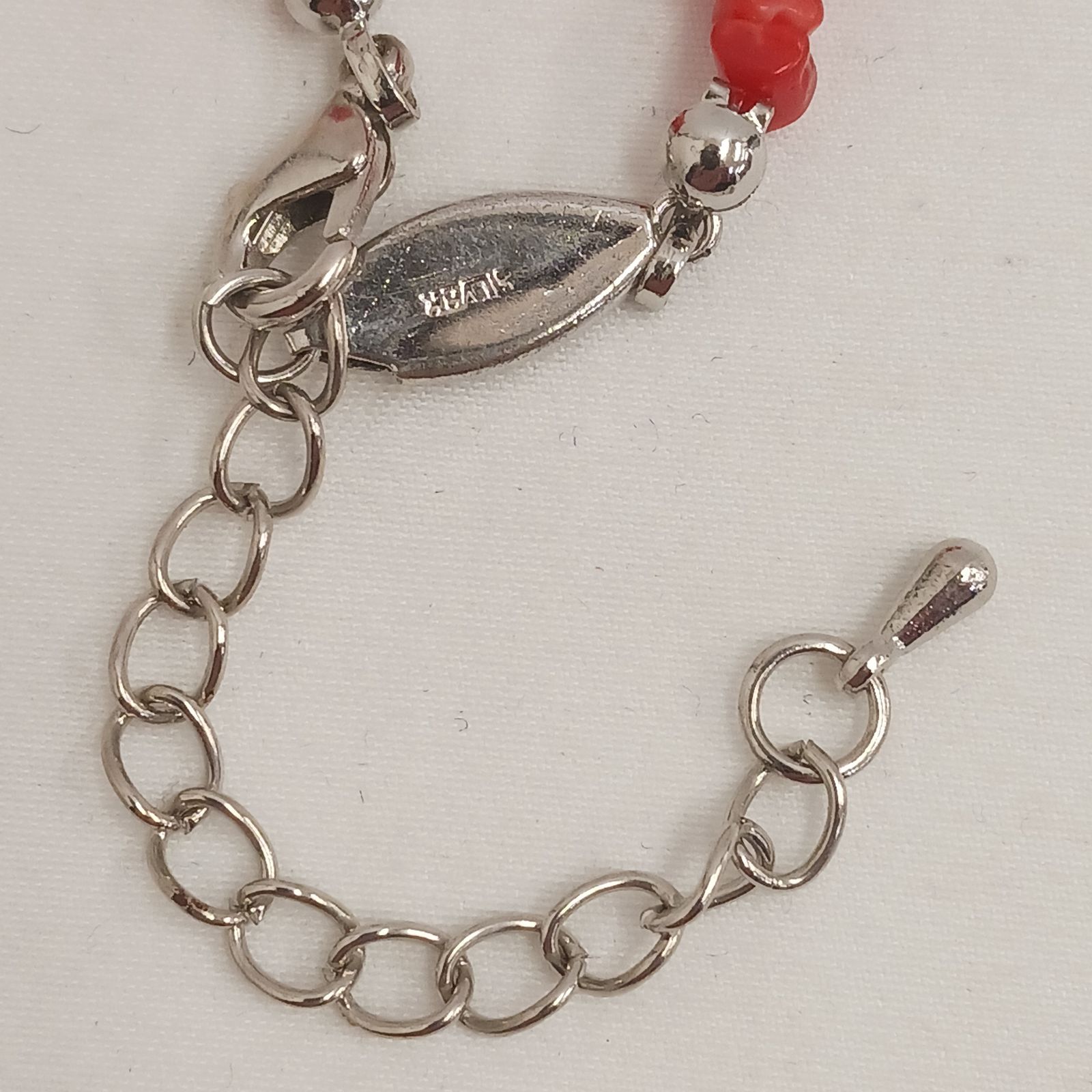 中古美品】天然赤珊瑚 ネックレス 本珊瑚 シルバー金具 全長約40cm