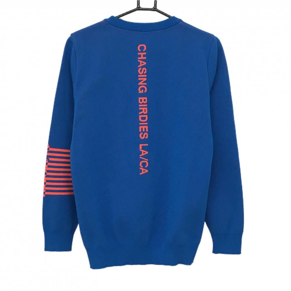 美品】ジーフォア セーター ブルー×蛍光オレンジ 立体ロゴ ニット