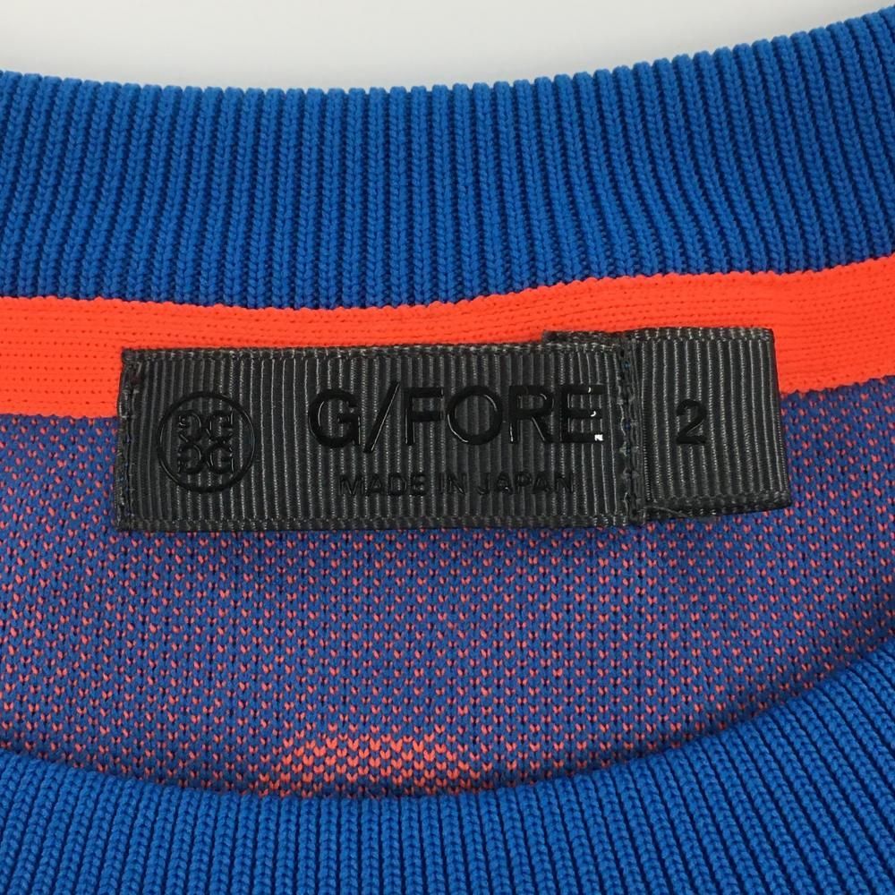 美品】ジーフォア セーター ブルー×蛍光オレンジ 立体ロゴ ニット