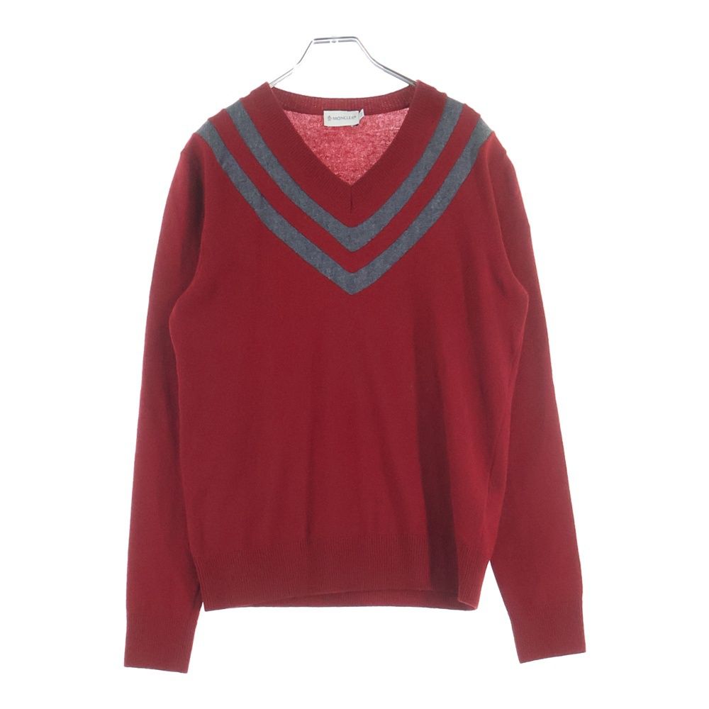 MONCLER (モンクレール) Vネック ニットセーター ウール レッド