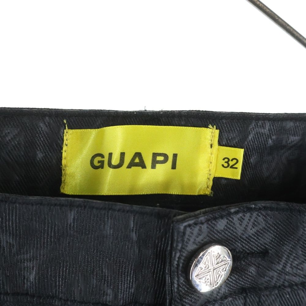 GUAPI (グアピ) フェイクレザー フレアカーゴパンツ ブラック - メルカリ