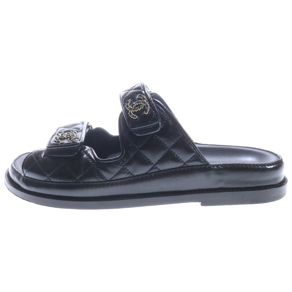 CHANEL (シャネル) ココマーク マトラッセ レザー ベルクロ フラット