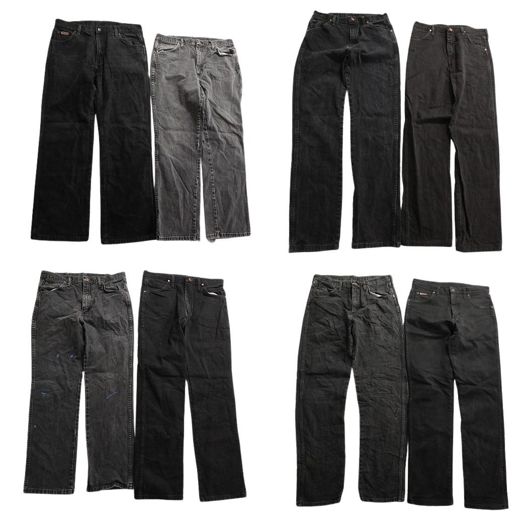 古着卸 まとめ売り Wrangler ラングラー ブラックデニム パンツ 8枚セット (メンズ 34 /33 /32 ) フェード アメカジ  古着 ND0699