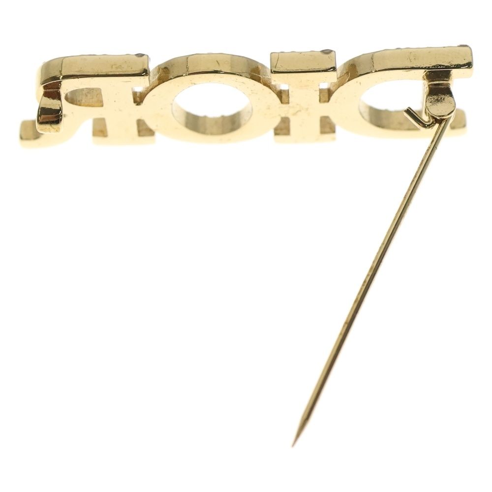 DIOR (ディオール) ロゴ ラインストーン ピンバッジ ブローチ ゴールド