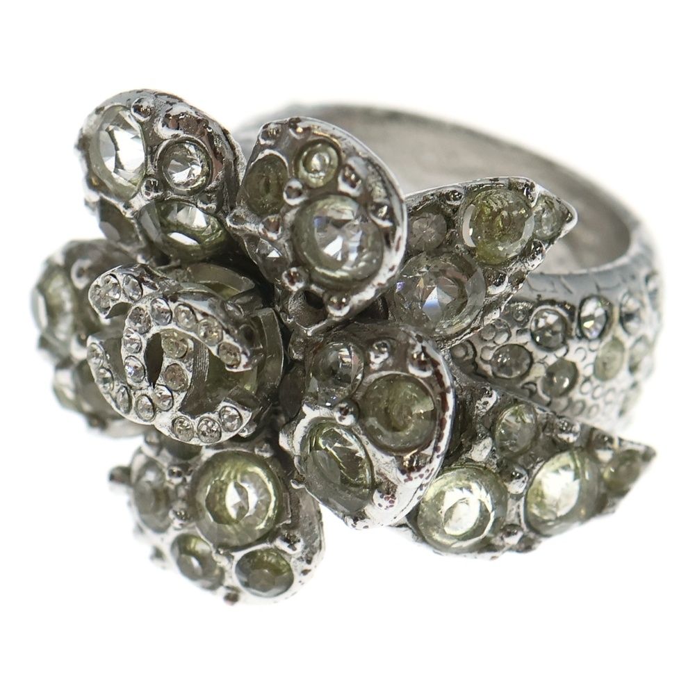 CHANEL (シャネル) カメリア ラインストーン リング 指輪 シルバー #14