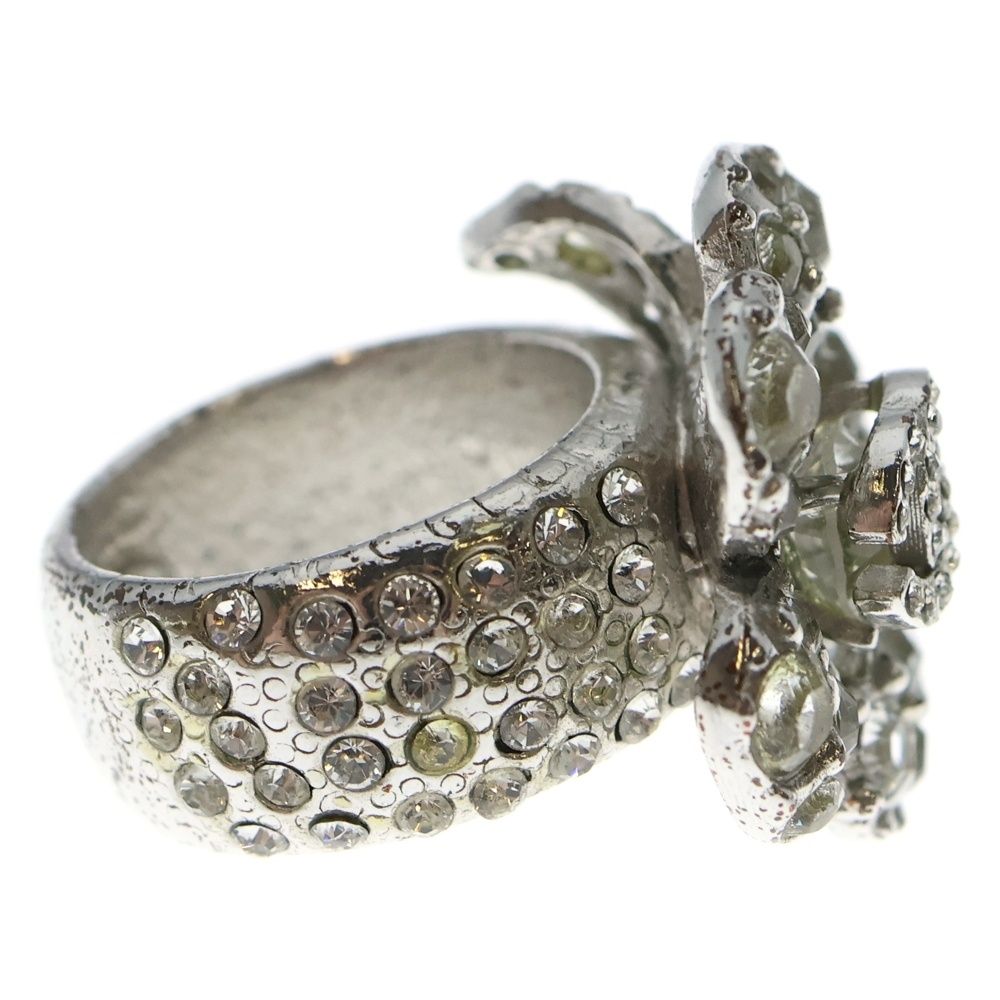 CHANEL (シャネル) カメリア ラインストーン リング 指輪 シルバー #14