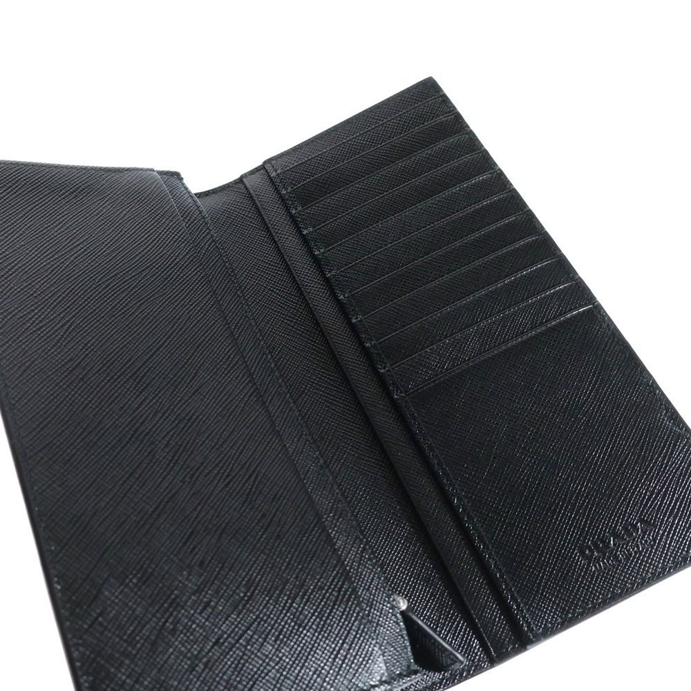 【美品 付属品完備】プラダ 長財布 ロゴ サフィアーノ レザー 黒 2mv836 Brandol / PRADA プラダ 長財布 サフィアーノ レザー ウォレット