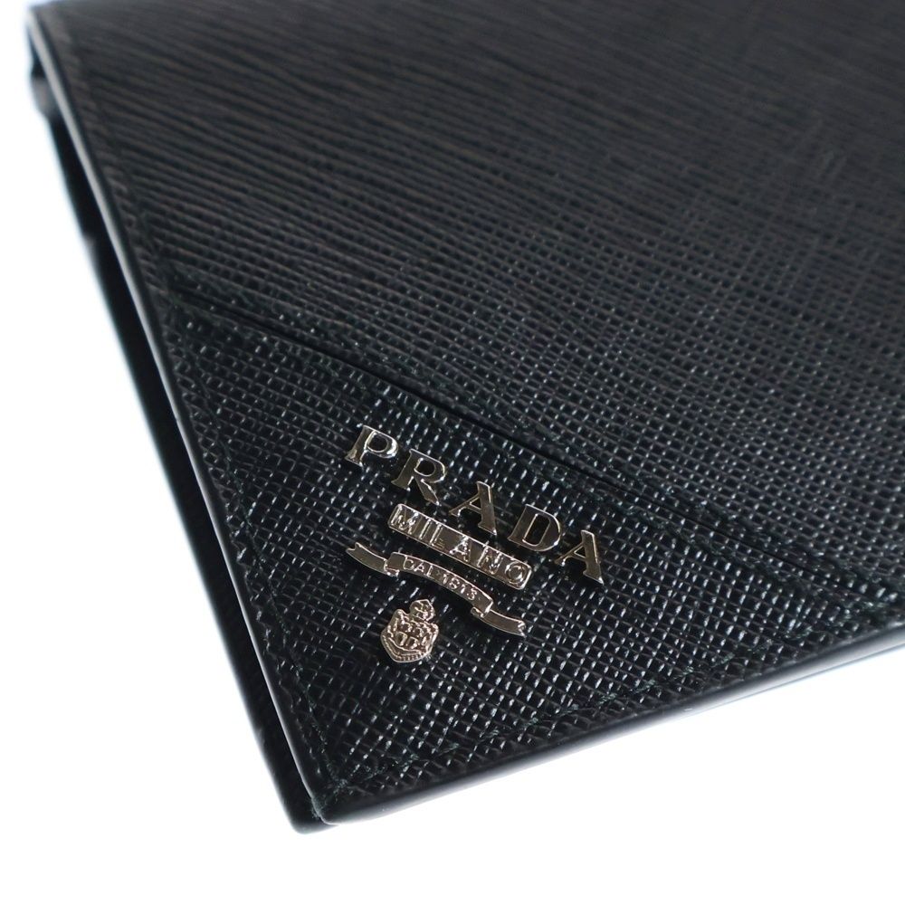 PRADA (プラダ) サフィアーノ ロゴ 二つ折り長財布 ブラック レザー
