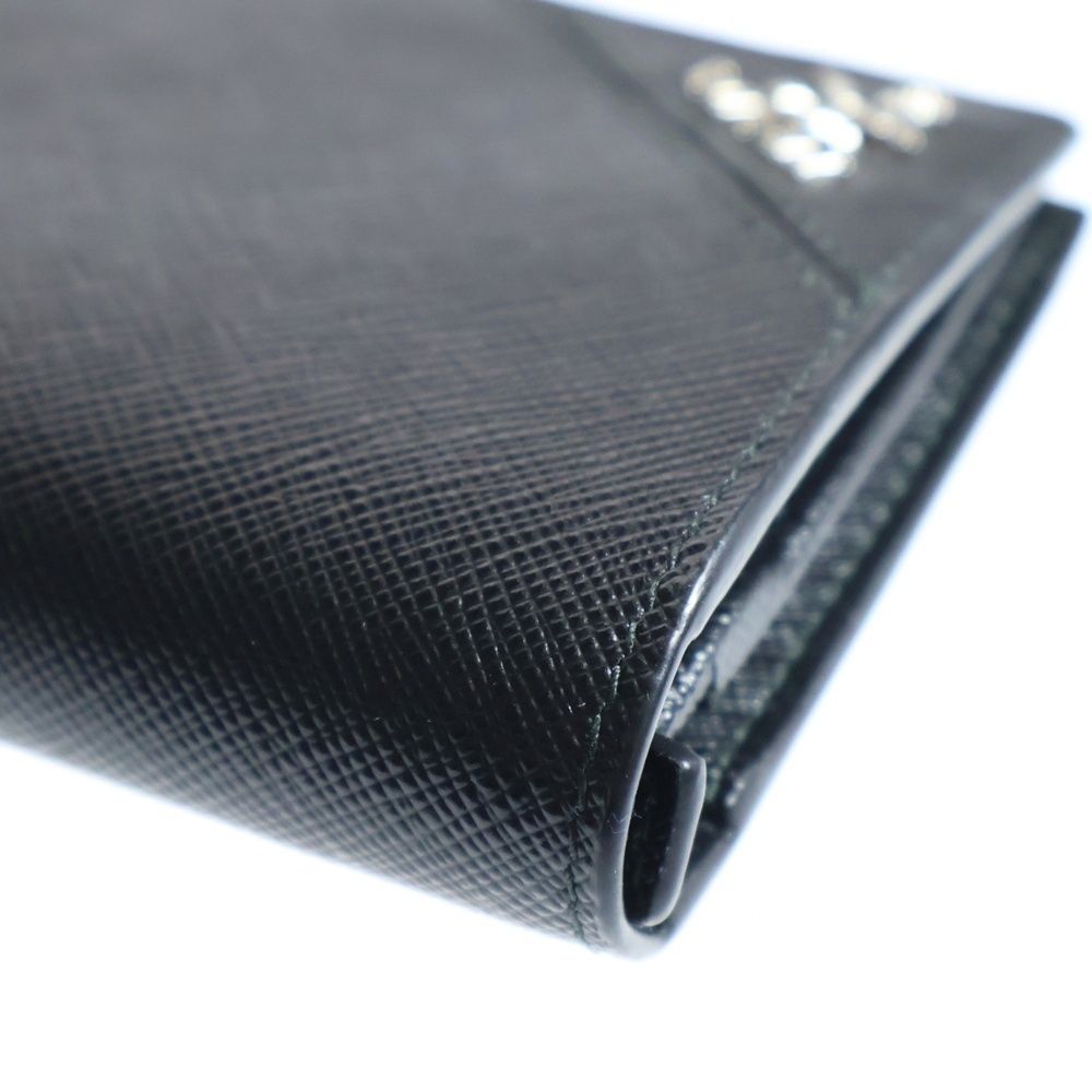 PRADA (プラダ) サフィアーノ ロゴ 二つ折り長財布 ブラック レザー