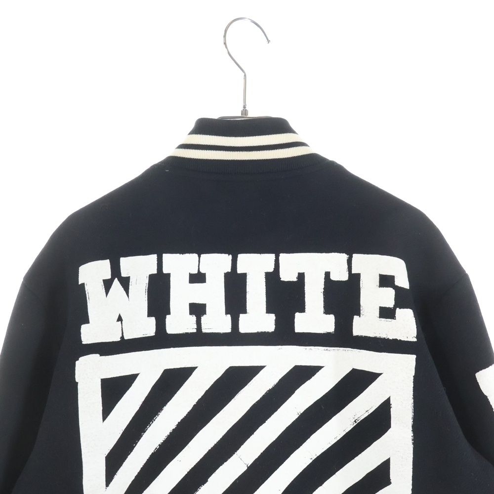 OFF-WHITE (オフホワイト) 16AW Diagonal Stripe Wool Varsity Jacket ウール ヴァーシティジャケット スタジャン ブラック