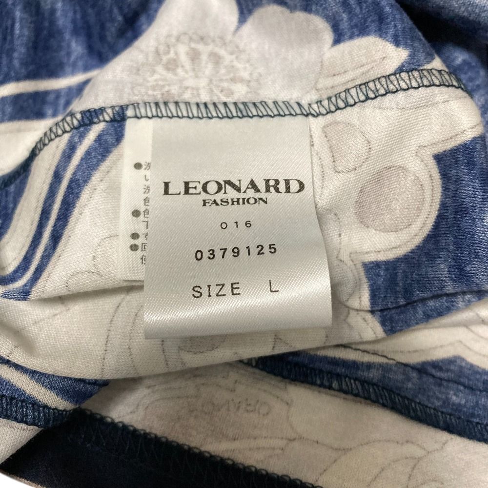 美品 LEONARD レオナール フラワープリント ショートスリーブ ブラウス L ネイビー レディース 古着 中古 USED 美品 LEONARD レオナール フラワープリント ショートスリーブ ブラウス