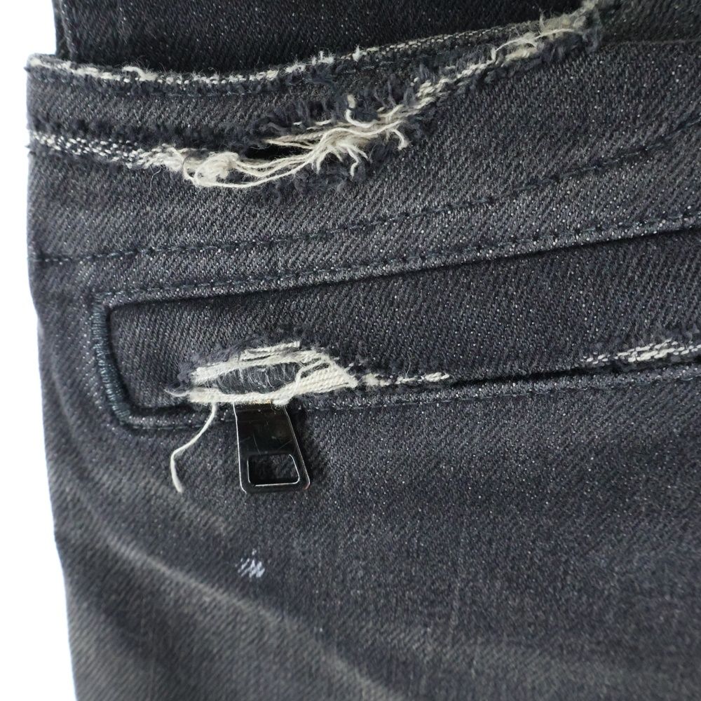 BALMAIN (バルマン) ダメージ加工 蛇腹バイカー デニムパンツ ジーンズ