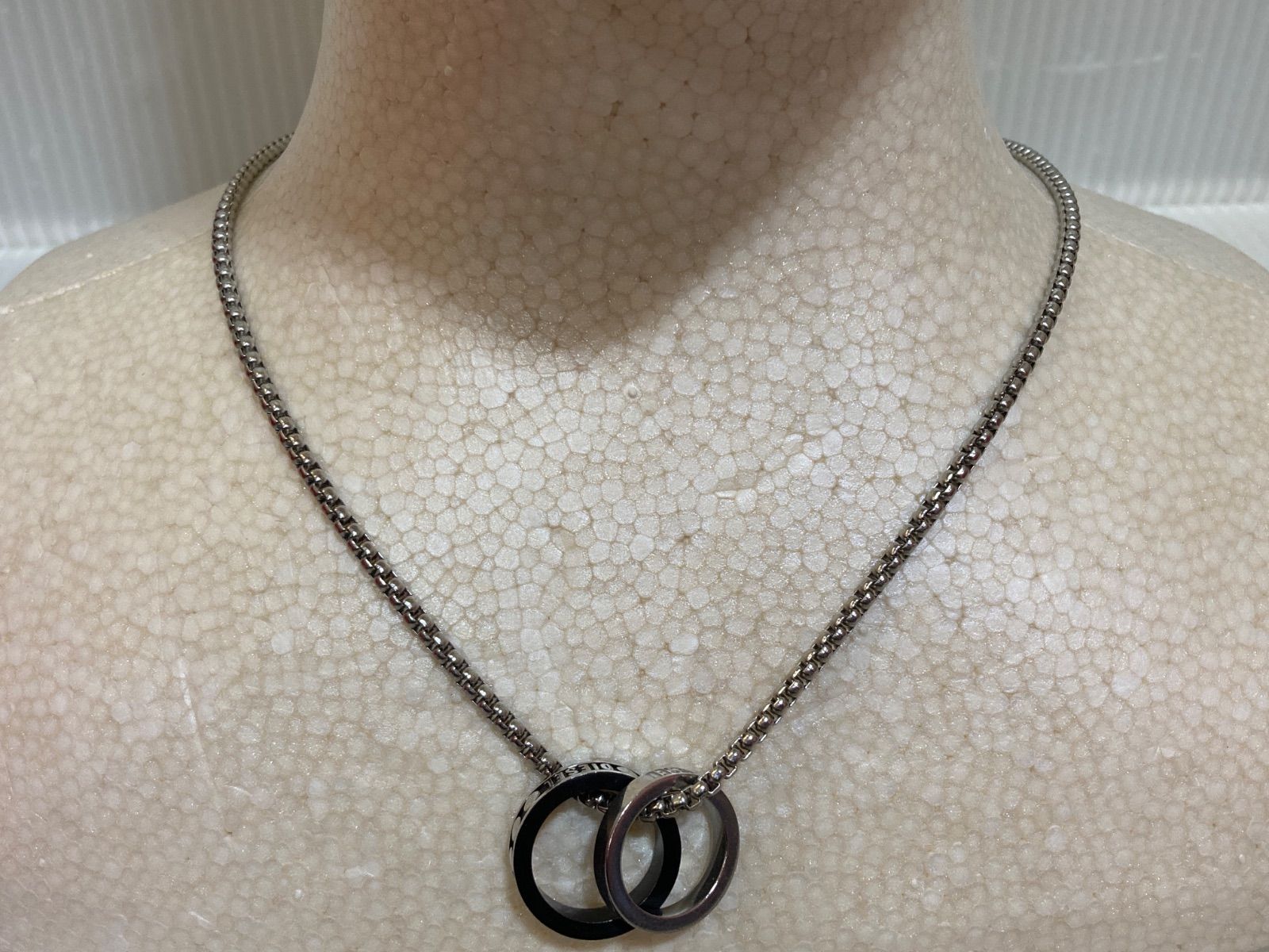 DIESEL ディーゼル ダブルリングネックレス 中古・古着通販】DIESEL (ディーゼル) ダブルリングネックレス