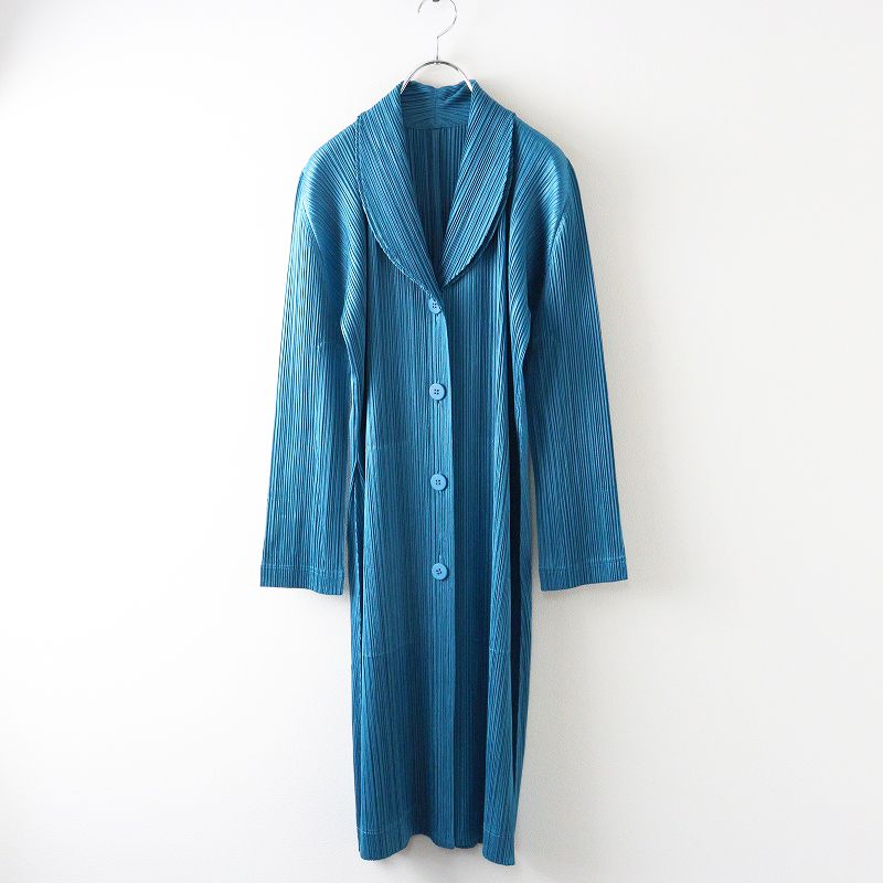 イッセイミヤケ プリーツプリーズ 2way ロングコート 中綿入り ダブルボタン 美品 イッセイミヤケ プリーツプリーズ PLEATS PLEASE ダブルショール