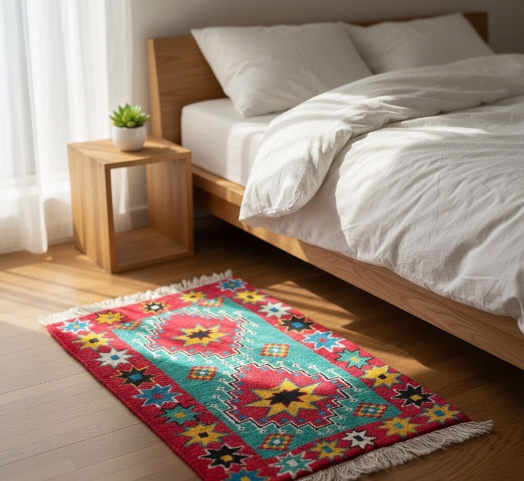 ホラサン産 ペルシャ絨毯 玄関マット サイズ 60/88cm （手織り・草木染