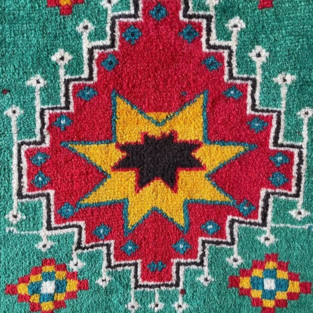 トライバルラグ 玄関マット ホラサン産 本物 ペルシャ手織り ウール絨毯 ホラサン産 ペルシャ絨毯 玄関マット サイズ 60/88cm （手織り・草木染