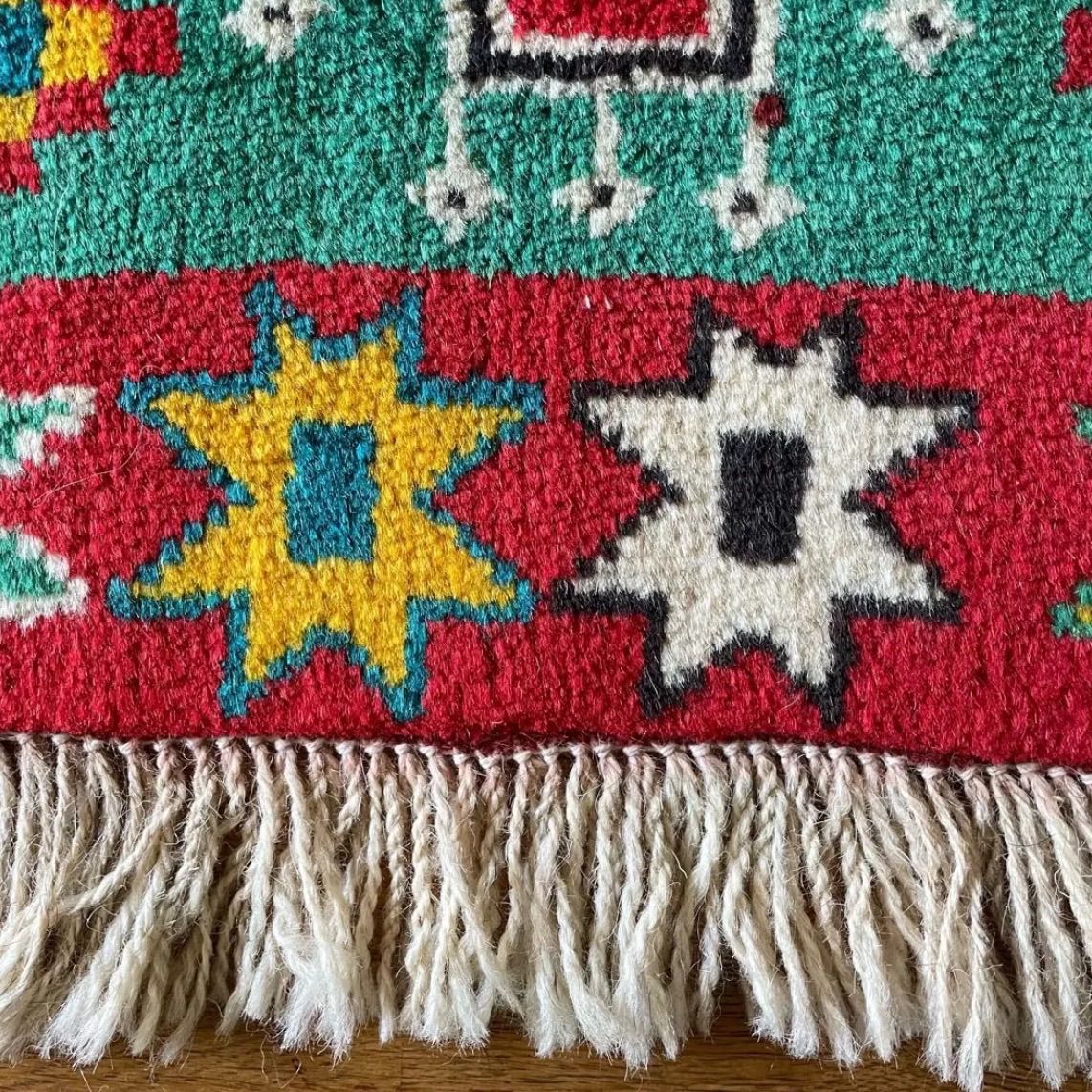 トライバルラグ 玄関マットホラサン産 本物 ペルシャ手織りウール絨毯 ホラサン産 ペルシャ絨毯 玄関マット サイズ 60/88cm （手織り・草木染