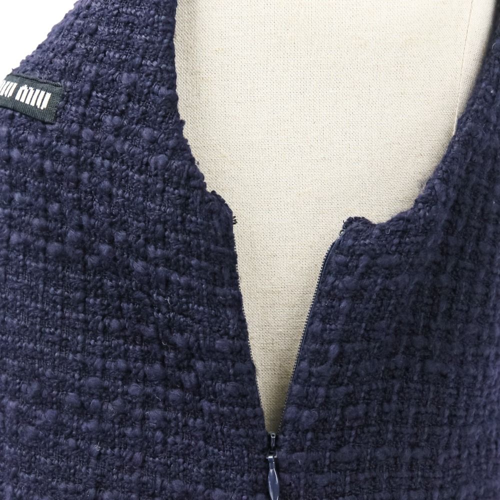 美品 23SS MIU MIU ミュウミュウ セーラーカラー 金ボタン ツイード  