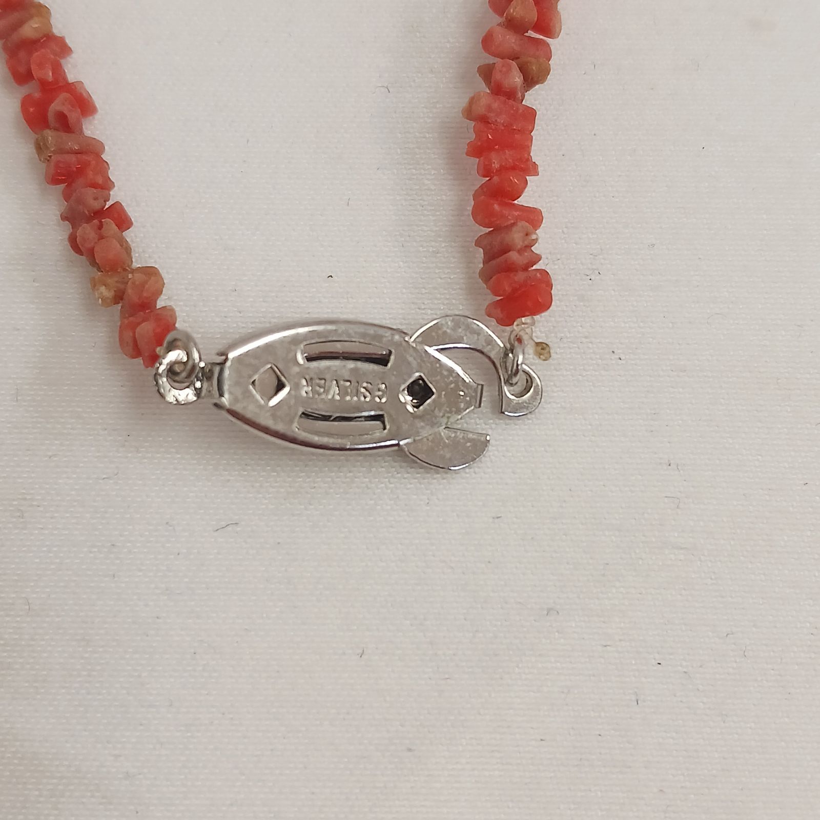 中古品】天然赤珊瑚 ネックレス 本珊瑚 シルバー金具 本物保証 全長約