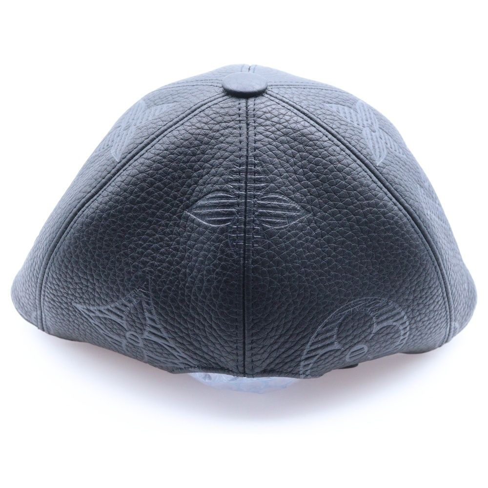 ルイヴィトン　モノグラム　ベースボールキャップ　デニム　レザー　ブラック　L LOUIS VUITTON (ルイヴィトン) モノグラム レザーベースボールキャップ