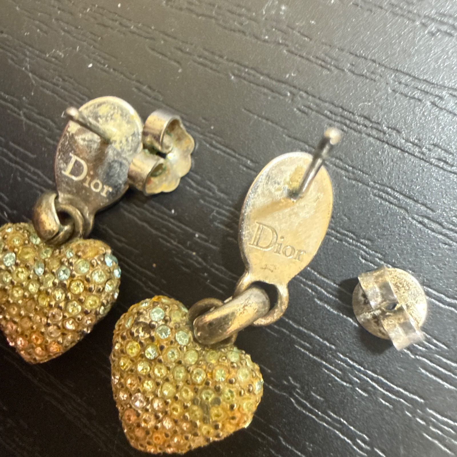 Christian Dior クリスチャンディオール ラインストーン付きハート