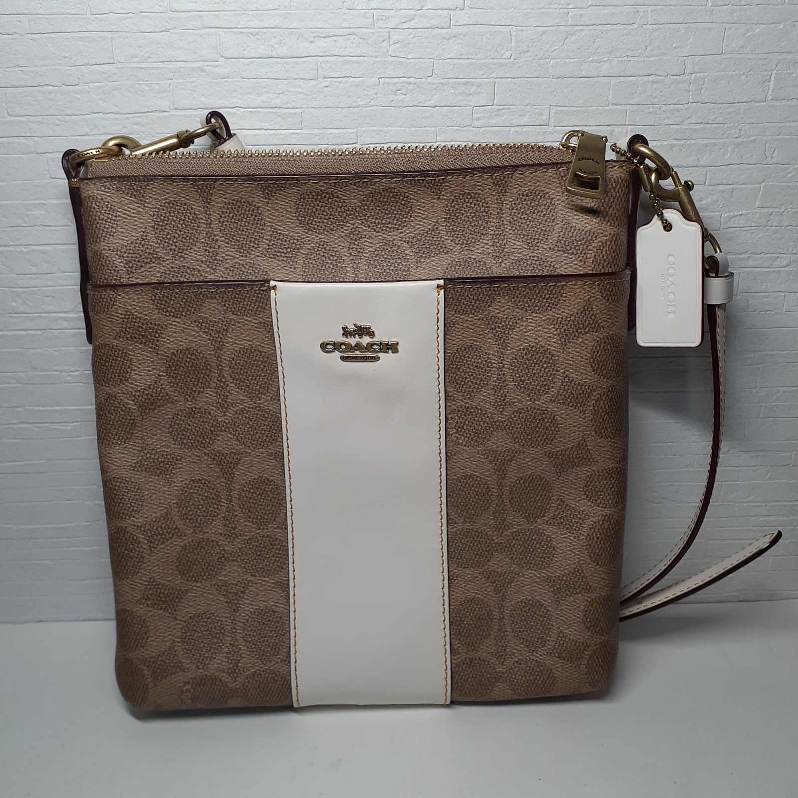 COACH コーチ ショルダーバッグ シグネチャー ブラウン ホワイト