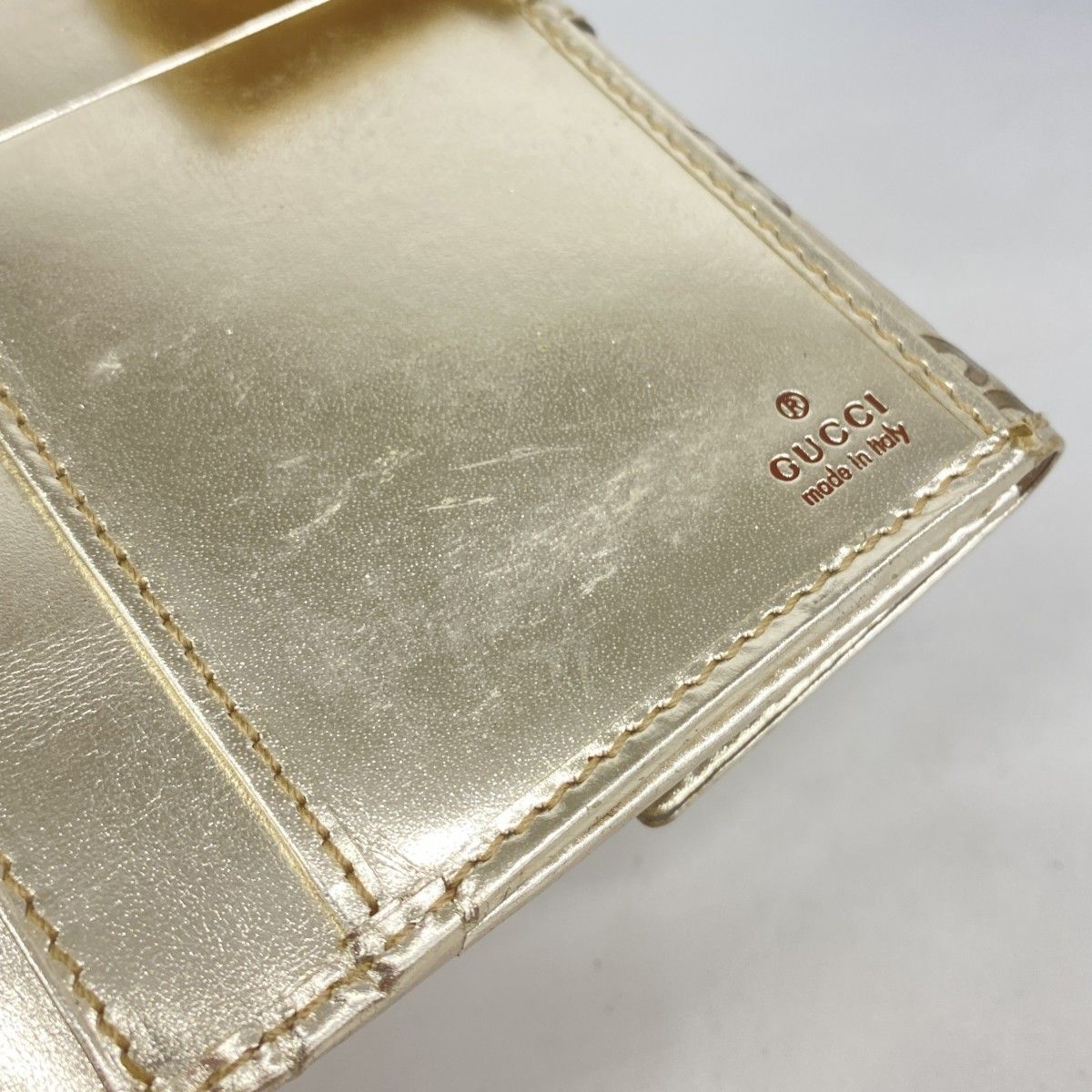 6ad4112】グッチ 長財布 グッチシマ 150674 レザー シャンパンゴールド