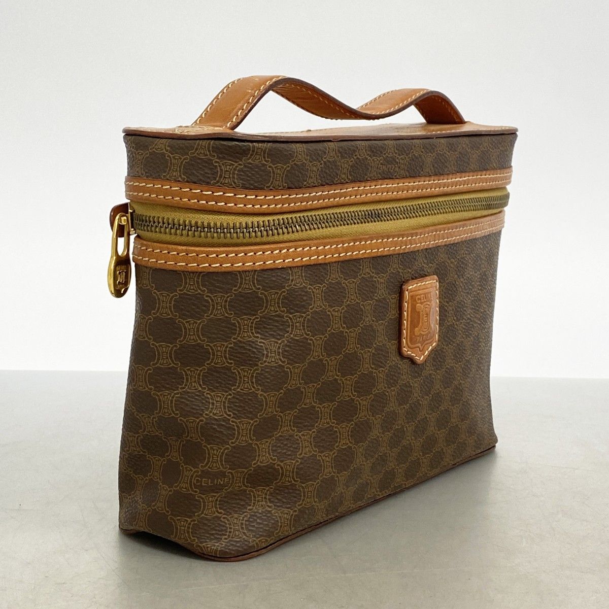 6ad4160-k-r】セリーヌ バニティバッグ マカダム PVC ブラウン