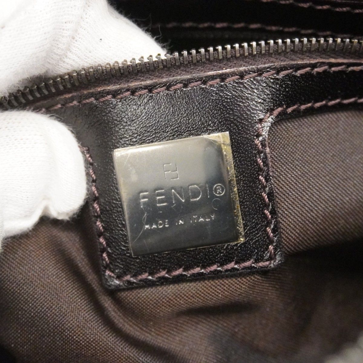 6ad4351】フェンディ ハンドバッグ ズッキーノ ナイロンキャンバス  