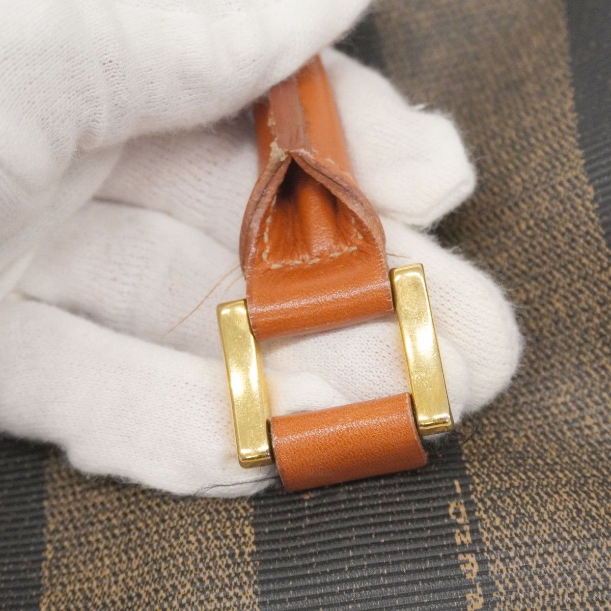 6ad4352】フェンディ ハンドバッグ ペカン PVC ダークブラウン  