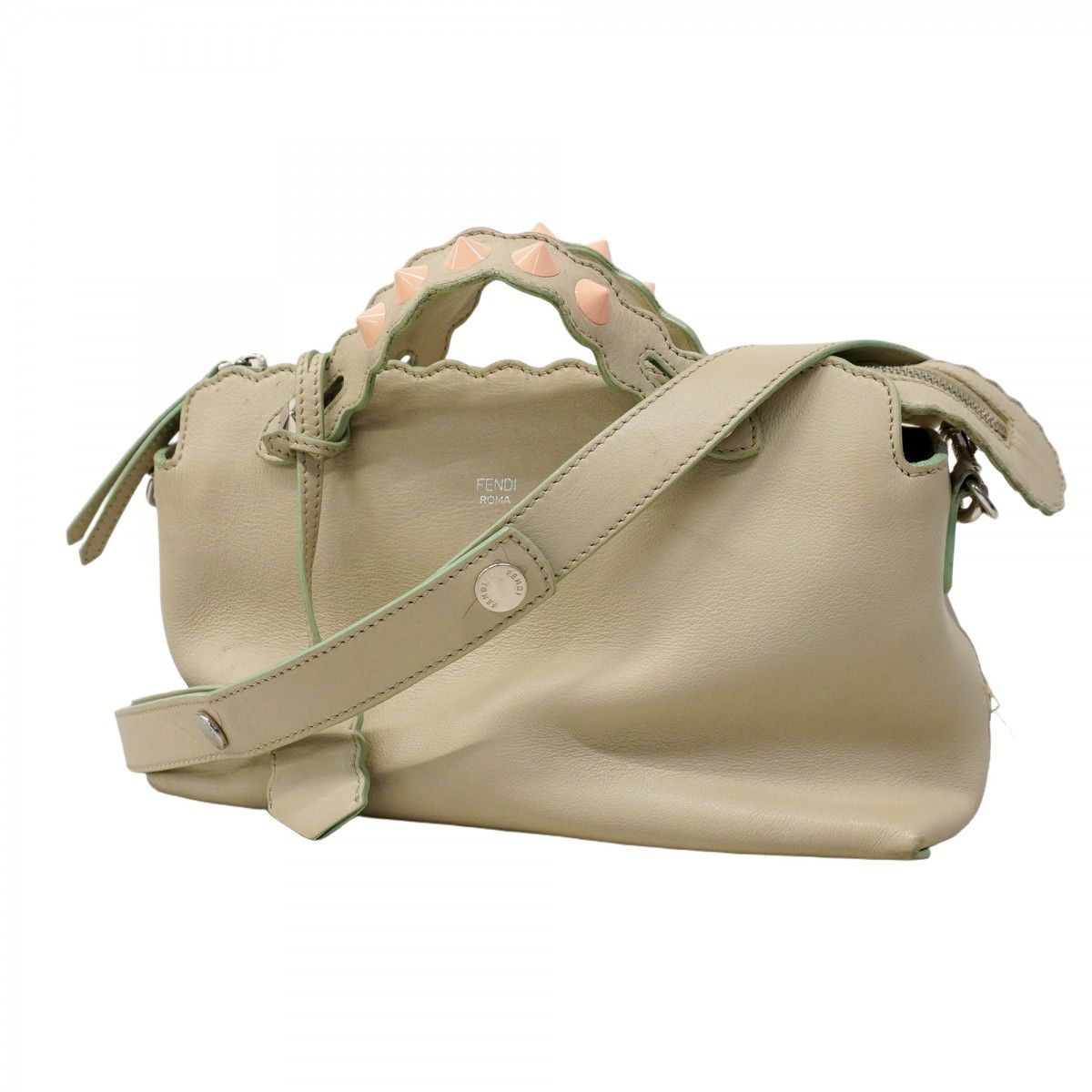 【美品】フェンディバイザウェイ バグズ 2way ショルダー レザー ベージュ 美品】フェンディバイザウェイ バグズ 2way ショルダー レザー