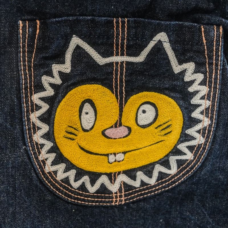 ヤマネ LOT0013 カモメ＆キッキー刺繍 セルビッチデニム 29×34